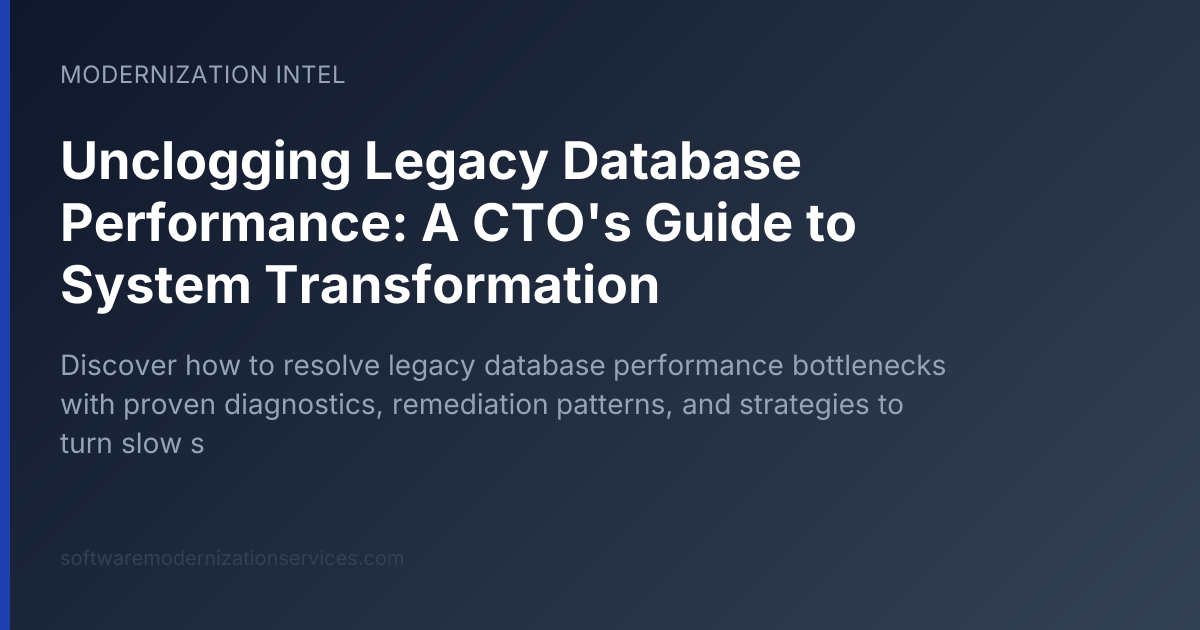 Unclogging Legacy Database Performance: A CTO's Guide to System Transformation