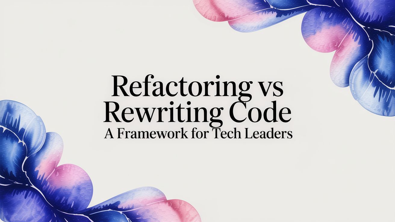 Refactoring vs Rewriting Code: A Data-Driven Framework for Tech Leaders